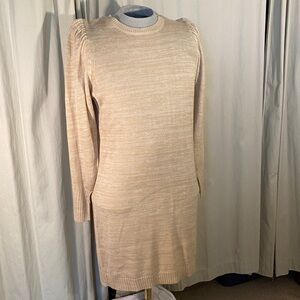 Lily Rose Cream Long Sleeve Light Weight Sweater Dress.